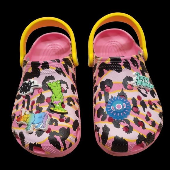 NWT CROCS 🦏Party Animal🐊 Sz-J6 Big Kids Shoes w/Non-Removable J-Bits Charms 1💡Up - Picture 11 of 16